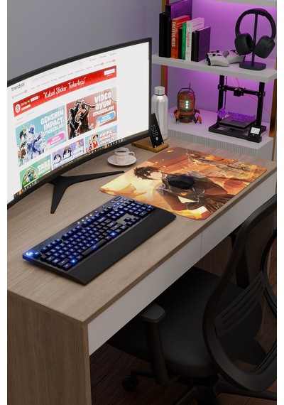 Zhongli Genshin Impact Anime Gacha V4 - 48x40 Xl Gaming Mouse Pad Fare Altlığı