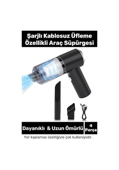 Premium 9000pa Çekiş 4000mah Pil Otomatik Aydınlatmalı Taşınabilir Katlanabilir Akülü Araç Süpürgesi
