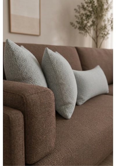 Chevron Bohem Dekoratif Punch Yastık Kırlent Kılıfı Açık Gri 45 x 45