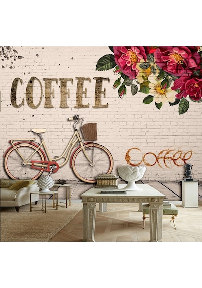 Coffee Yazılı Vintage Duvar Kağıdı