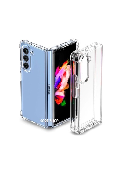 Samsung Galaxy Z Fold 5 Uyumlu Clear Şeffaf Sararmaz Renksiz Silikon Kapak Case 180 Tam Korumalı Çok Renkli