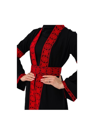 Zaytoon Filistin Kırmızı Nakışlı Siyah Filistin Kısa Kaban Abaya C100053 Kırmızı-siyah Zaytoon Filistin Kırmızı Nakışlı Siyah Filistin Kısa Kaban Abaya C100053 Kırmızı-siyah