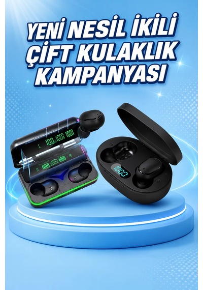 Hepsi İkili Bluetooth Kulaklık Dijital Göstergeli Uzun Pil Ömrü Yüksek Ses Kaliteli Najmaddin