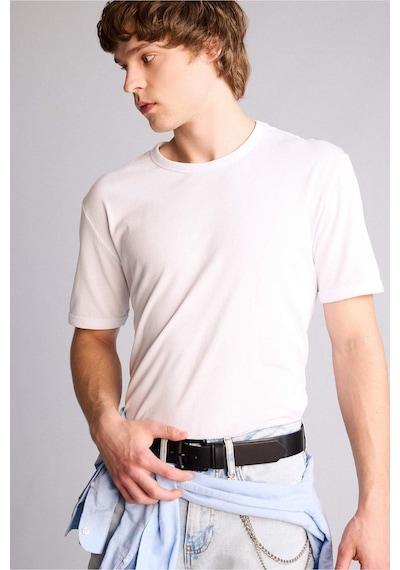 Defacto Erkek Dikdörtgen Toka Suni Deri Jean Kemeri H5069axnsbk27 Siyah-bk27