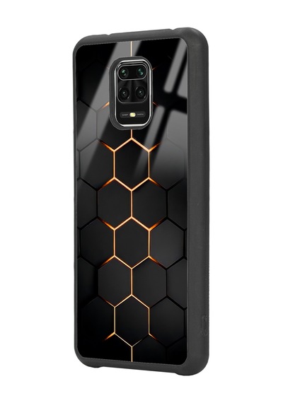 Xiaomi Redmi Note 9 Pro Yellow Carbon Tasarımlı Glossy Telefon Kılıfı Siyah
