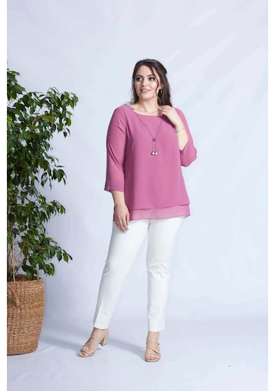 Moda Berray 1934 Kolyeli Şifon Büyük Beden Şık Bluz Gül Kurusu Gülkurusu Moda Berray 1934 Kolyeli Şifon Büyük Beden Şık Bluz Gül Kurusu Gülkurusu