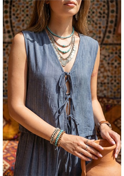 Fashion Cocktail 3 Bağlamalı Fiyonklu Çizgi Dokulu Relax Viskon Nefes Alan İnce Yazlık Tatil Yelek Pantolon Takım Mavi Fashion Cocktail 3 Bağlamalı Fiyonklu Çizgi Dokulu Relax Viskon Nefes Alan İnce Yazlık Tatil Yelek Pantolon Takım Mavi