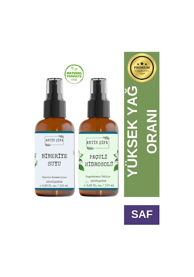 Biberiye Suyu Ve Paçuli Suyu Seti - Tazeleyici Hidrosolü Seti 2x100ml