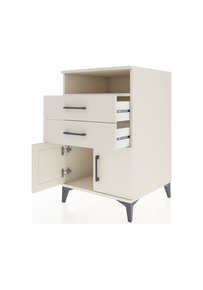 Kronos Komodin Tek Raflı 2 Çekmeceli 2 Kapaklı 60x59x96 Aytaşı-aytaşı Aytası