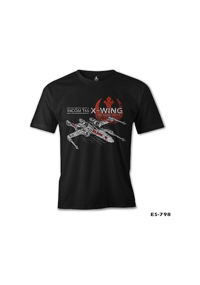 Star Wars  Incom T65 Baskılı Siyah Erkek Tshirt 001