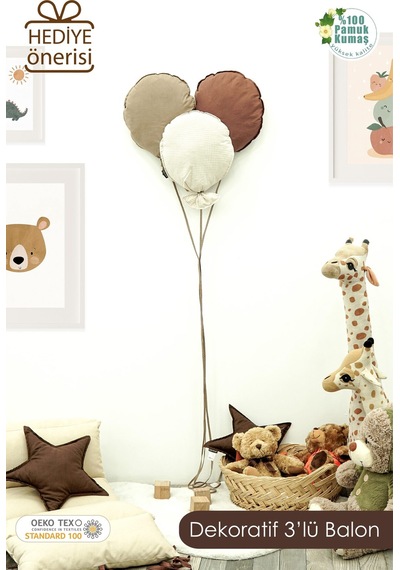 Çocuk Odası Dekorasyonu 3'lü Balon Set, Bebek Odası Dekoratif Balon, Duvar Dekorasyonu