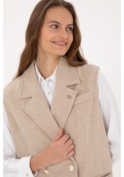 U.S. Polo Assn. Kadın Camel Melanj Örme Yelek 50315824-VR122