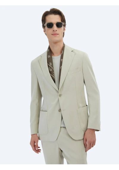 Kip Bej Düz Modern Fit Takım Elbise Bej