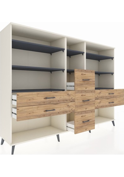 Hyperion Dolap 8 Raflı 7 Çekmeceli 220x44x163 Aytaşı-antrasit/ça Aytaşı-antrasit/çam Hyperion Dolap 8 Raflı 7 Çekmeceli 220x44x163 Aytaşı-antrasit/ça Aytaşı-antrasit/çam