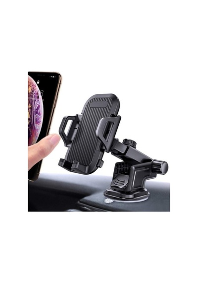 Araç Içi Uzayan Ayarlanabilir Cam Ve Torpido Için Vantuzlu Telefon Tutucu Siyah