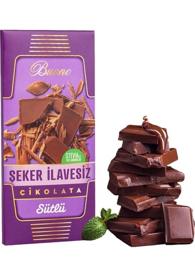 1 Adet Şeker Ilavesiz Çikolata Sütlü Stevyalı Stevia Ile Tatlandırılmış Diyabetik 100 Gram Şekersiz