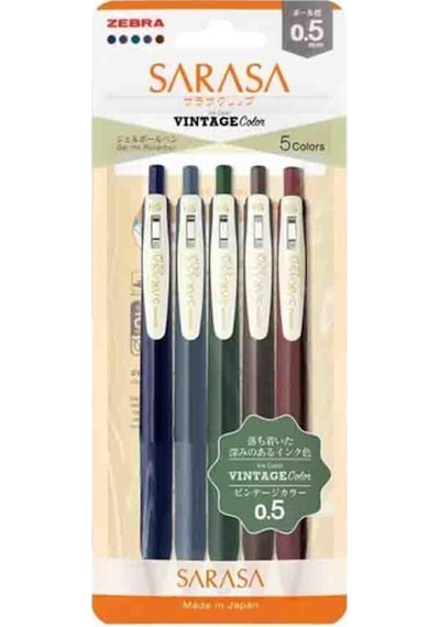 Zebra Sarasa Clip Jel Mürekkepli Kalem Vintage Set 0,5mm 5'li Set-1