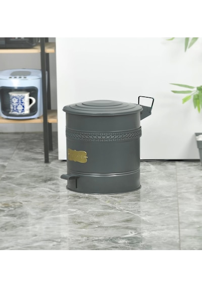Pedallı Metal Galvaniz Mutfak Banyo Kapaklı Çöp Kovası 16 Lt Ant Antrasit