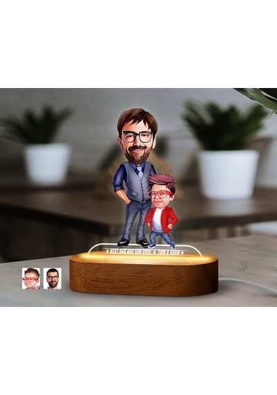 Bk Gift Kişiye Özel Baba-oğul Karikatürlü Dekoratif 3d Biblo Led Işıklı Gece Lambası-3, Babaya Hediye, Babalar Günü Hediyeleri Kobitmeyen138255 Bk Gif