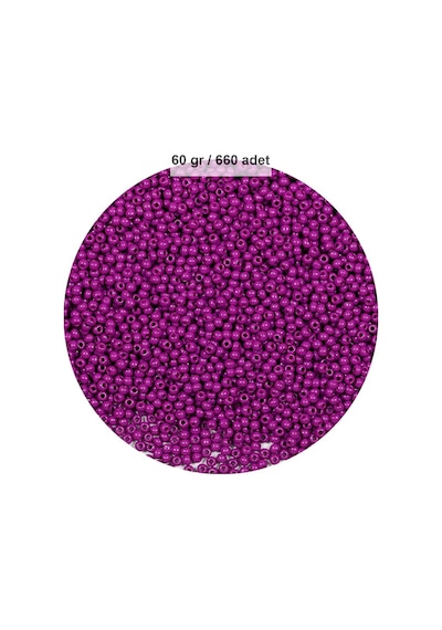 Fuşya Renk 4 Mm Yaklaşık 660 Adet / 60 Gram Cam Boncuk Oya Yazma Bileklik Ve Kolye