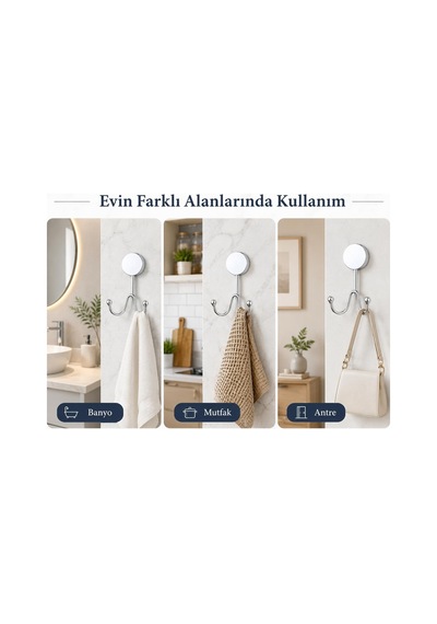 Alper Banyo İris Krom Kaplama İkili Askılık, Yapışkanlı Ve Vidalı Montajlı Duvar Askısı, Banyo Mutfak Antre Diğer