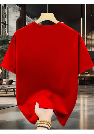 Unisex Güneşli Dağ Tasarım Basklı Tshirt Kırmızı Unisex Güneşli Dağ Tasarım Basklı Tshirt Kırmızı