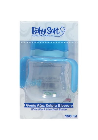 Baby Soft Geniş Ağız Kulplu Biberon 150 Ml - Mavi