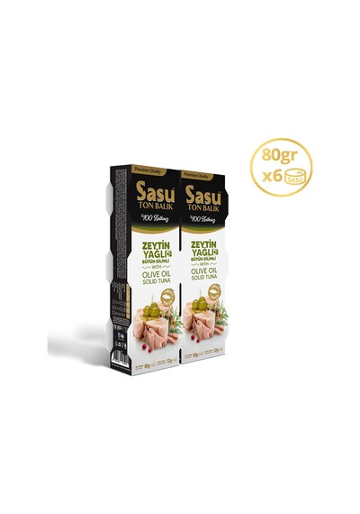 Sasu Zeytinyağlı Ton Balığı Bütün Dilim 6 x 80 G