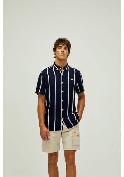 Bad Bear Sergio Shirt Lacivert Kısa Kollu Çizgili Erkek Gömlek-lacivert Lacivert