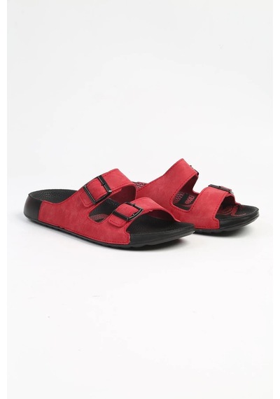 Lee Cooper Orthopedix 2013 Çift Bantlı Suya Dayanıklı Tokalı Unisex Terlik Kırmızı