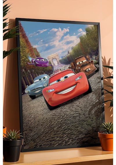 Şimşek Mcqueen Ve Mater Dünya Turu Çerçeveli Tablo - Lüks Çocuk Odası Arabalar Serisi Duvar Dekoru Siyah Şimşek Mcqueen Ve Mater Dünya Turu Çerçeveli Tablo - Lüks Çocuk Odası Arabalar Serisi Duvar Dekoru Siyah