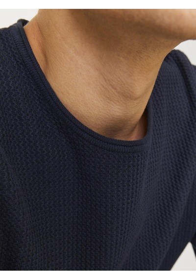 Jack & Jones Erkek Bisiklet Yaka Düz Renk Örgü Kazak - Cooper - 12258407 Mood Indigo