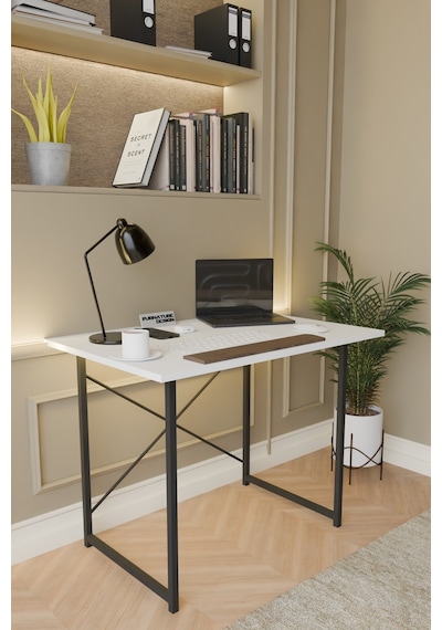Metal Ayaklı Çalışma Masası Ofis Masası Beyaz 60 x 90 Beyaz