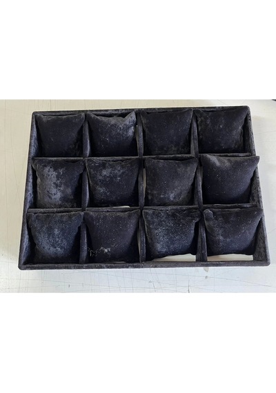 Yerli Üretim Tokyo Model Süet Kumaş Siyah Renk 34/24 Cm Yastıklı Çekmece Içi Saat Ve Takı Kutusu Çok Renkli