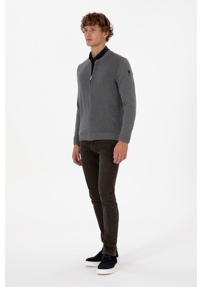 U.s. Polo Assn. Erkek Gri Melanj Hırka Triko 50313721-vr086 Gri Melanj