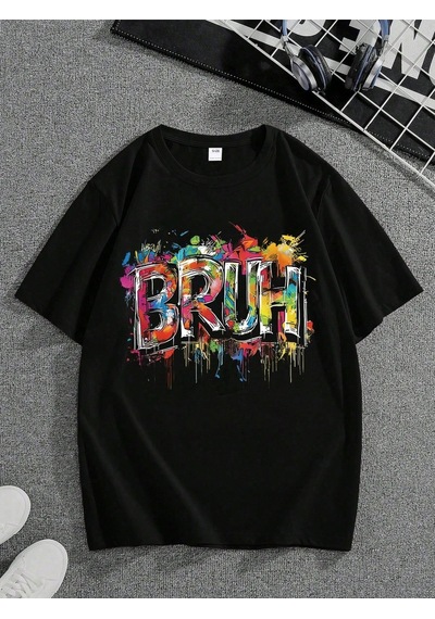 Flood Of Style Unisex Siyah Bruh Baskılı Oversize