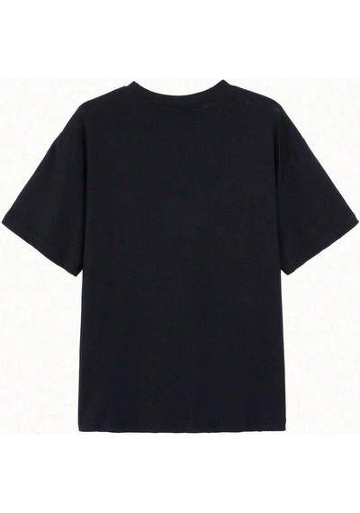 Santa Barbara T-shirt - Siyah Baskılı Oversize Bisiklet Yaka Kısa Kol SIYAH
