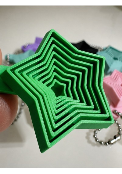 3d Baskı Yıldız Fidget Anahtarlık - Hareketli Gerginlik Oyuncağı Ve Çanta Aksesuarı-yeşil