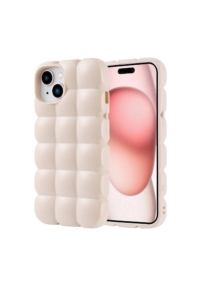 Apple Uyumlu iPhone 15 Kılıf Parlak Esnek Silikon Zore Dom Dom Kapak Beyaz