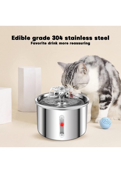 Cat Su Çeşmesi Paslanmaz Çelik, 74 Oz/2l Köpek Su Sebili, Kediler, Köpekler, Çoklu Evcil Hayvanlar İçin Ultra Sessiz Pompalı Ve Su Seviyesi Pencereli Otomatik Pet Su Çeşmesi