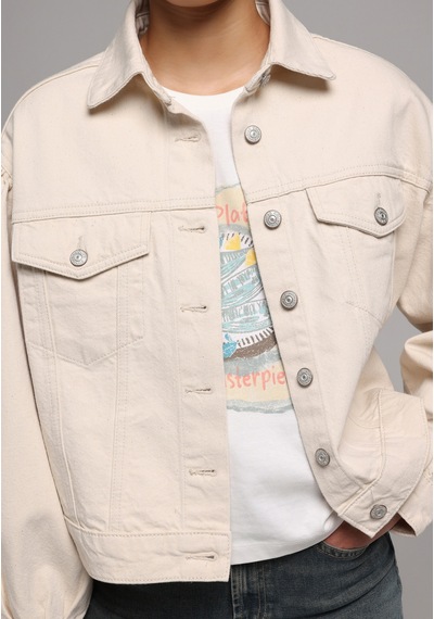 Colin's Colins Oversize Fit Düğmeli Astarsız Kadın Ecru Denim Ceket Cl1079821 Q1.v1 Dn44909 Denim