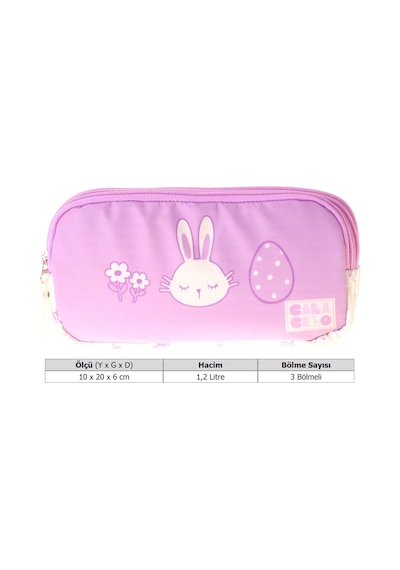 Calacilo Kız Çocuk İlkokul Kalem Çantası - Tavşan Baskılı Lila Renk Rabbit - C4043 Çok Renkli