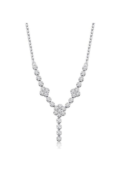 0.30 Karat Pırlanta Çiçek Trend Kolye T13556 Beyaz