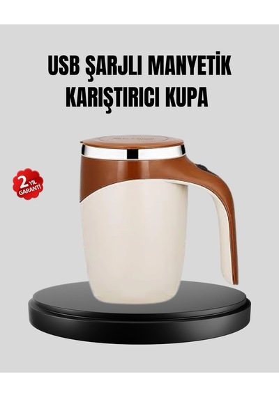 Mey İthalat Usb Şarjlı Manyetik Karıştırıcı Kupa Otomatik Karıştırma Paslanmaz Çelik Çok Renkli