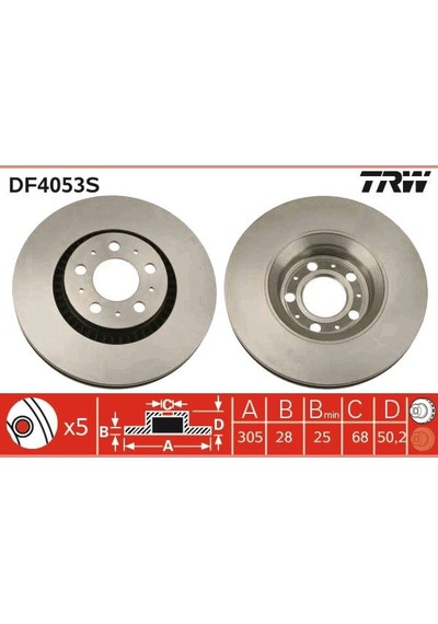 Ön - 170 - Fren Aynası Volvo S60 00-10 S80 98-06 V70 97-07 Xc70 00-07 305x25x5dlx - Dpmıx-hb - Büyük Tip Ön Fren