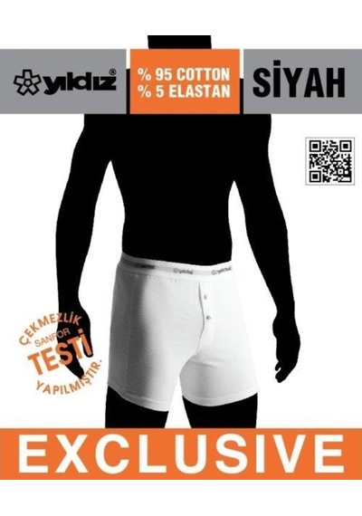 Yıldız 111 Siyah Likralı Uzun Boxer
