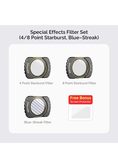 Movmax Specıal Effects Fılter Set For Djı Pocket 4/8 Poınt Starburst, Blue-streak 3 87-0018