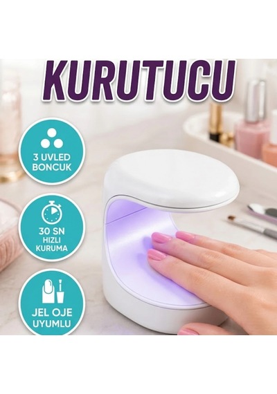 3 Uvled Boncuklu Mini Tırnak Kurutucu 30 Saniye Hızlı Jel Oje Kurutma Cihazı