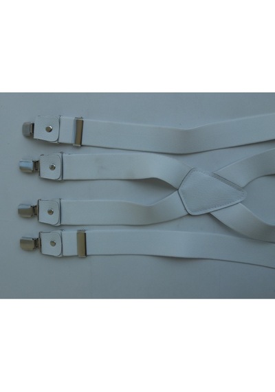 Beyaz Pantolon Askısı Dört Klipsli 3.5 Cm Genişliğinde Beyaz