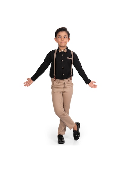 Mnk Baby & Kids Oxford Gömlek Uzun Pantolon Erkek Çocuk Takımı Siyah